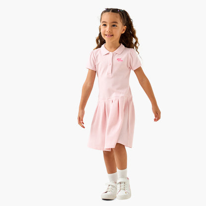 Juniors Embroidered Polo Dress with Short Sleeves