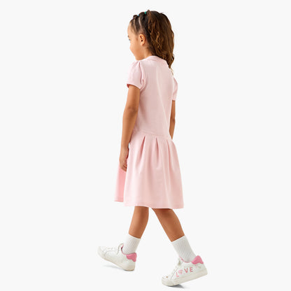 Juniors Embroidered Polo Dress with Short Sleeves