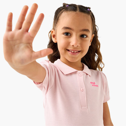 Juniors Embroidered Polo Dress with Short Sleeves
