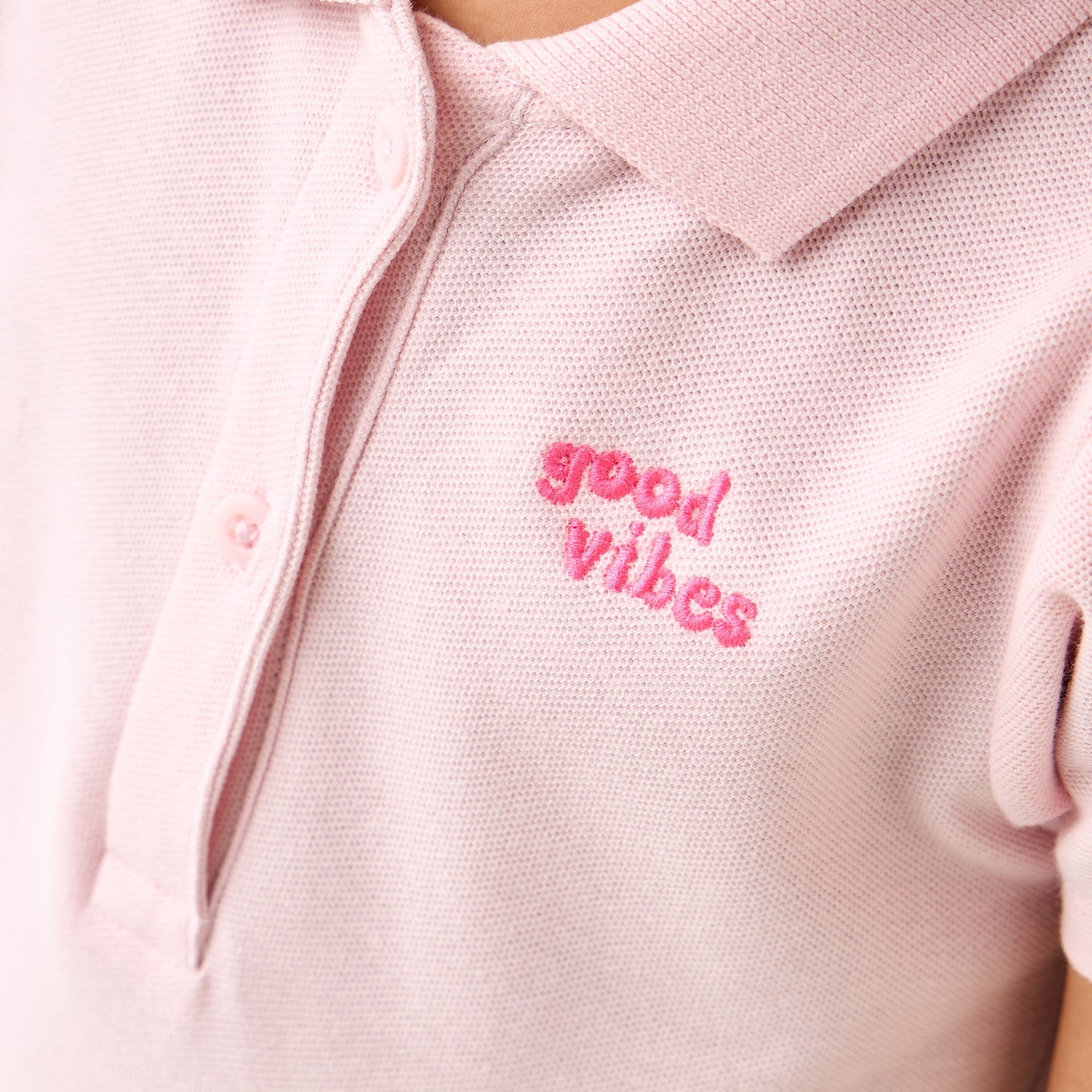 Juniors Embroidered Polo Dress with Short Sleeves