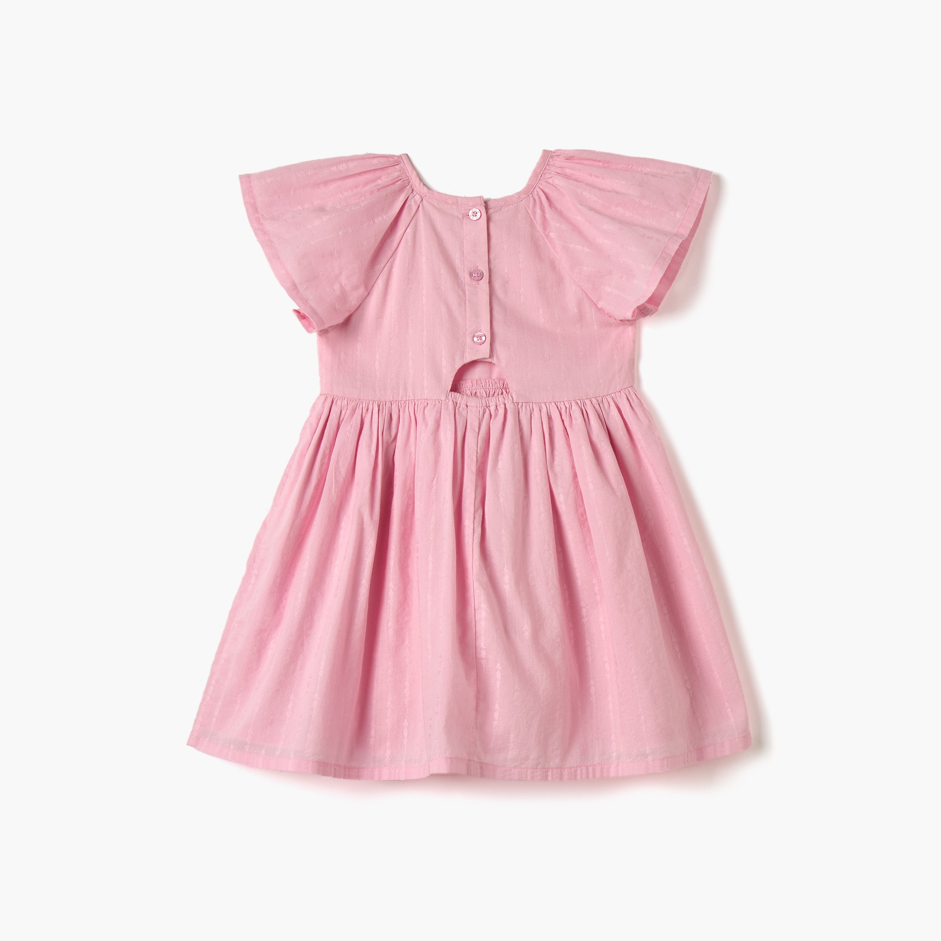 Juniors All-Over Floral Print Dress with Flutter Sleeves