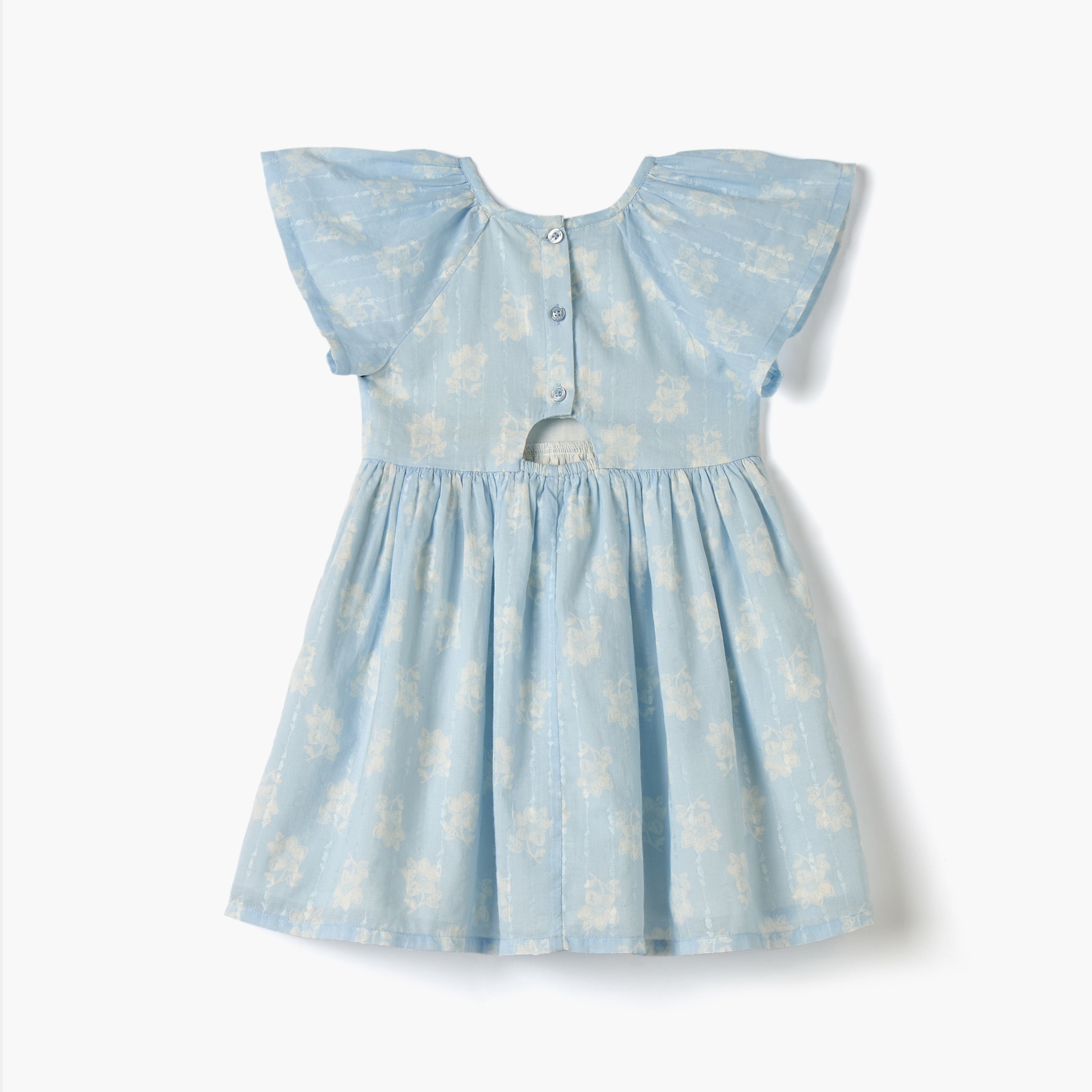 Juniors All-Over Floral Print Dress with Flutter Sleeves