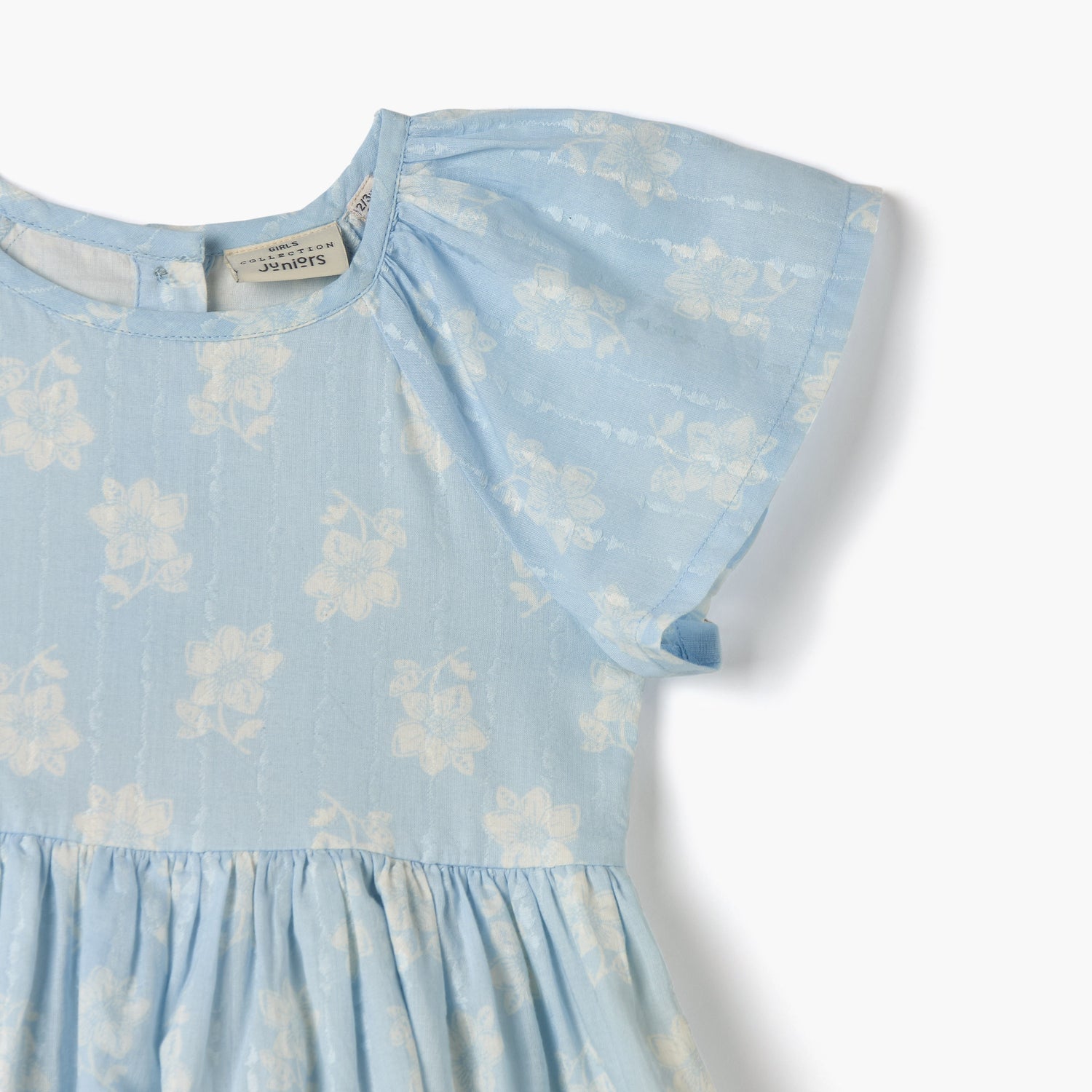 Juniors All-Over Floral Print Dress with Flutter Sleeves