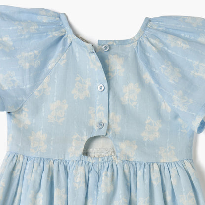 Juniors All-Over Floral Print Dress with Flutter Sleeves