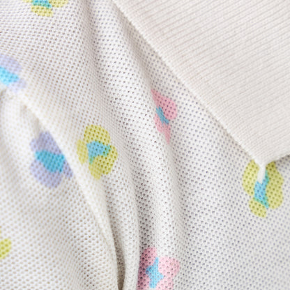 Juniors Floral Printed Polo Dress with Short Sleeves