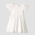 Juniors Textured A-line Round Neck Dress with Short Sleeves and Cutout Detail - White / 1-2 yrs