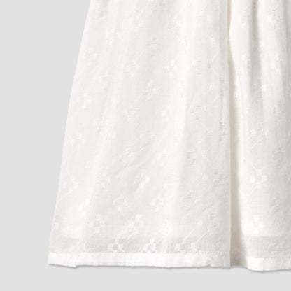 Juniors Textured A-line Round Neck Dress with Short Sleeves and Cutout Detail