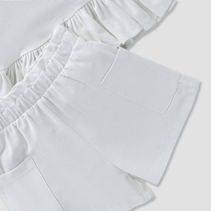 Juniors Textured Peplum Top and Shorts Set