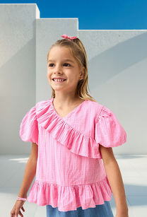 Juniors Textured A-line Top with Ruffle Detail-undefined-image-1