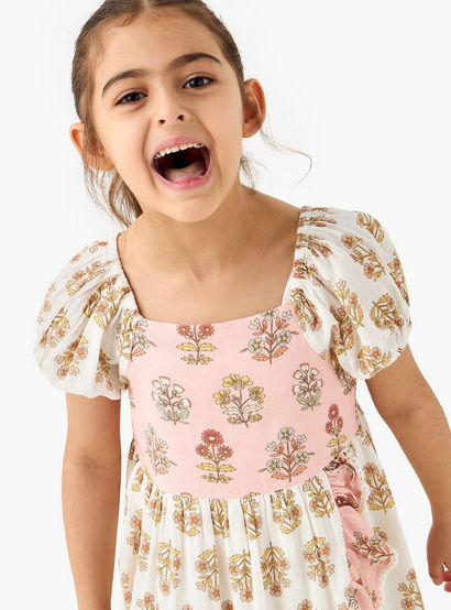 Juniors All-Over Floral Print Dress with Puff Sleeves-girls-clothing-dressesandjumpsuits-image-4