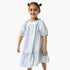 Juniors Striped Dress with Bow Accent and Flounce Hem - Blue / 6-7 yrs