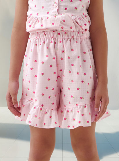 Juniors Fruit Print Sleeveless Peplum Top and Shorts Set-baby-girls-clothing-setsandcoords-image-3