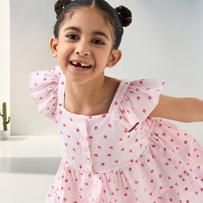 Juniors Fruit Print Sleeveless Peplum Top and Shorts Set