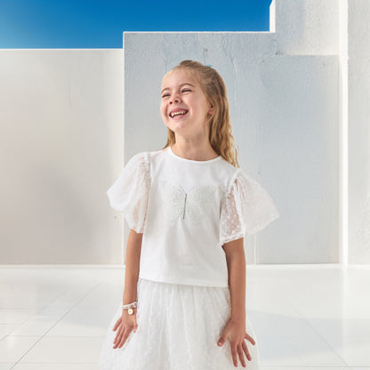 Juniors Butterfly Sequinned Top and Skirt Set