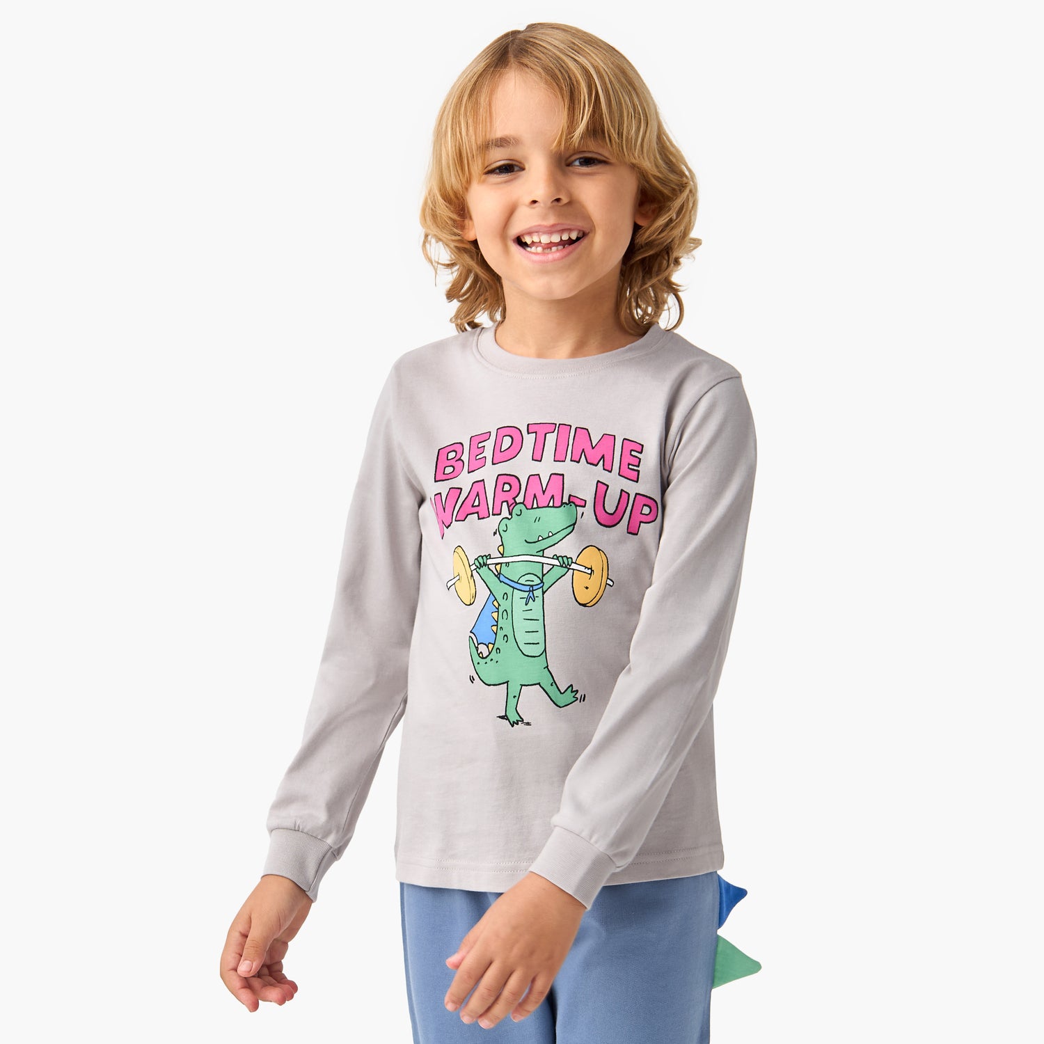 Juniors Dino Print T-shirt and Solid Pyjama Set