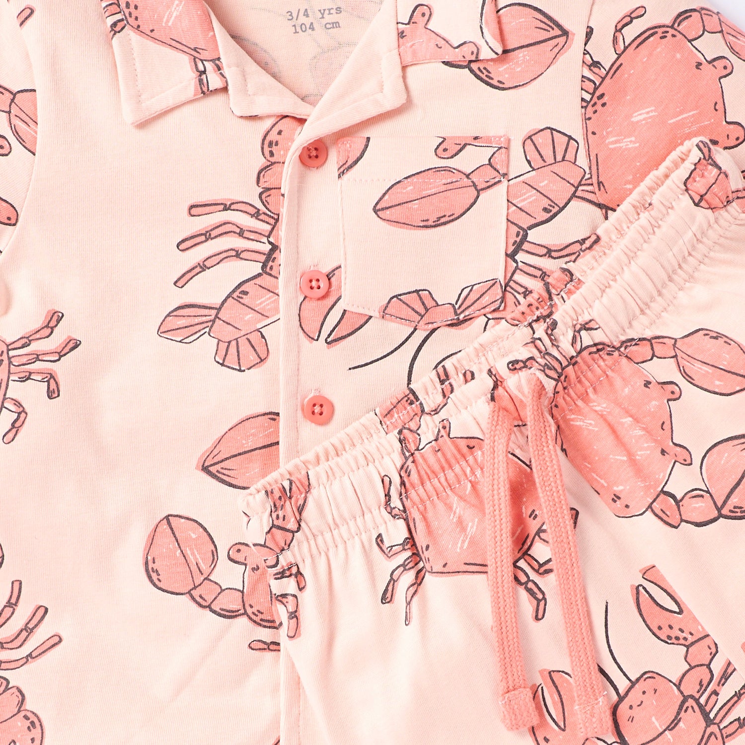 Juniors Crab Print Shirt and Shorts Set