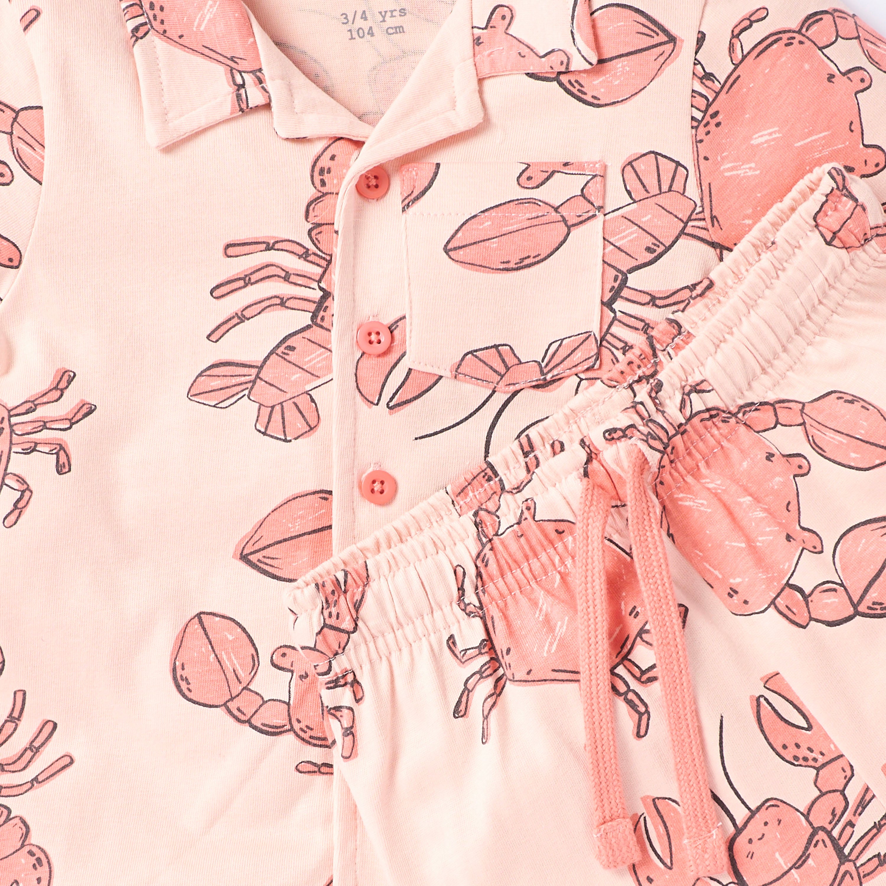 Juniors Crab Print Shirt and Shorts Set