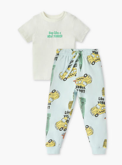 Juniors Printed T-shirt and Pyjama Set-boys-clothing-nightwear-image-1