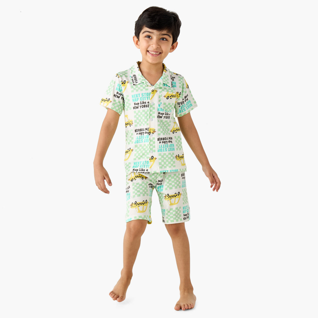 Juniors Taxi Print Shirt and Shorts Set - Multicolour / 2-3 yrs
