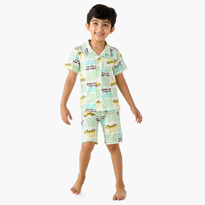 Juniors Taxi Print Shirt and Shorts Set - Multicolour / 2-3 yrs