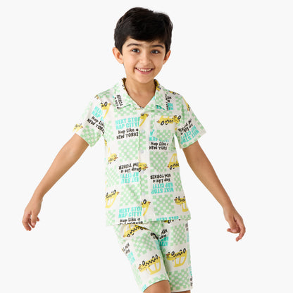 Juniors Taxi Print Shirt and Shorts Set