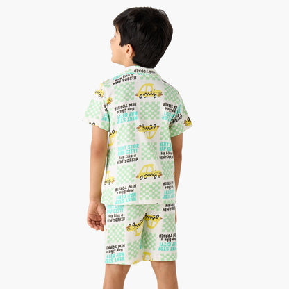 Juniors Taxi Print Shirt and Shorts Set