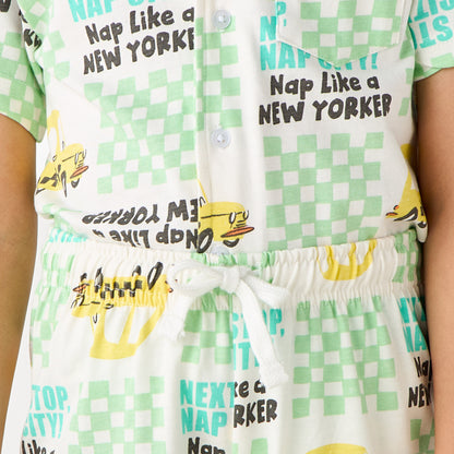 Juniors Taxi Print Shirt and Shorts Set