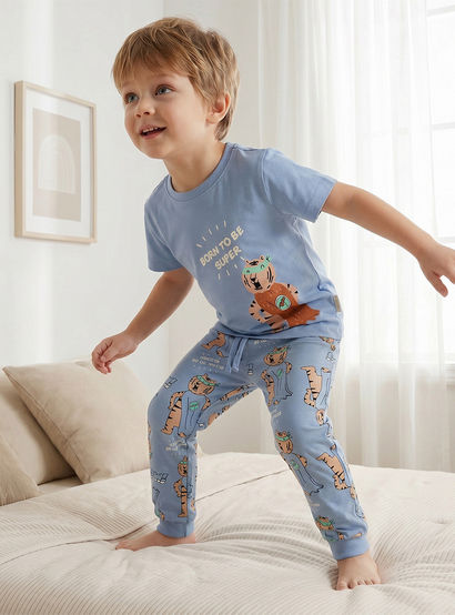 Juniors 3-Piece Animal Print T-shirt and Pyjama Set-boys-clothing-nightwear-image-9