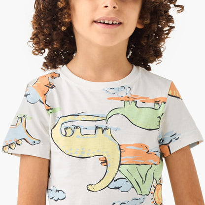 Juniors All-Over Dinosaur Print T-shirt and Pyjama Set