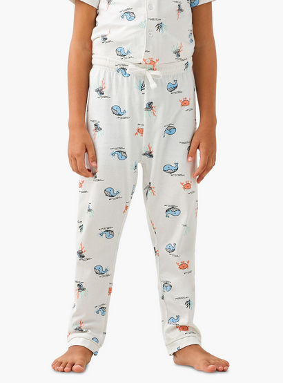 Juniors Sea Life Print Shirt and Pyjama Set-boys-clothing-nightwear-image-3