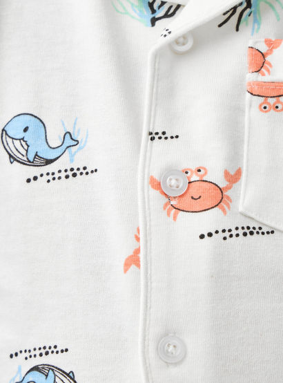 Juniors Sea Life Print Shirt and Pyjama Set-boys-clothing-nightwear-image-6