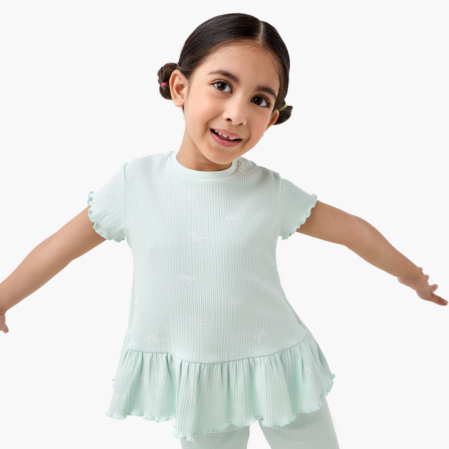 Juniors Bow Print Top and Pyjama Set