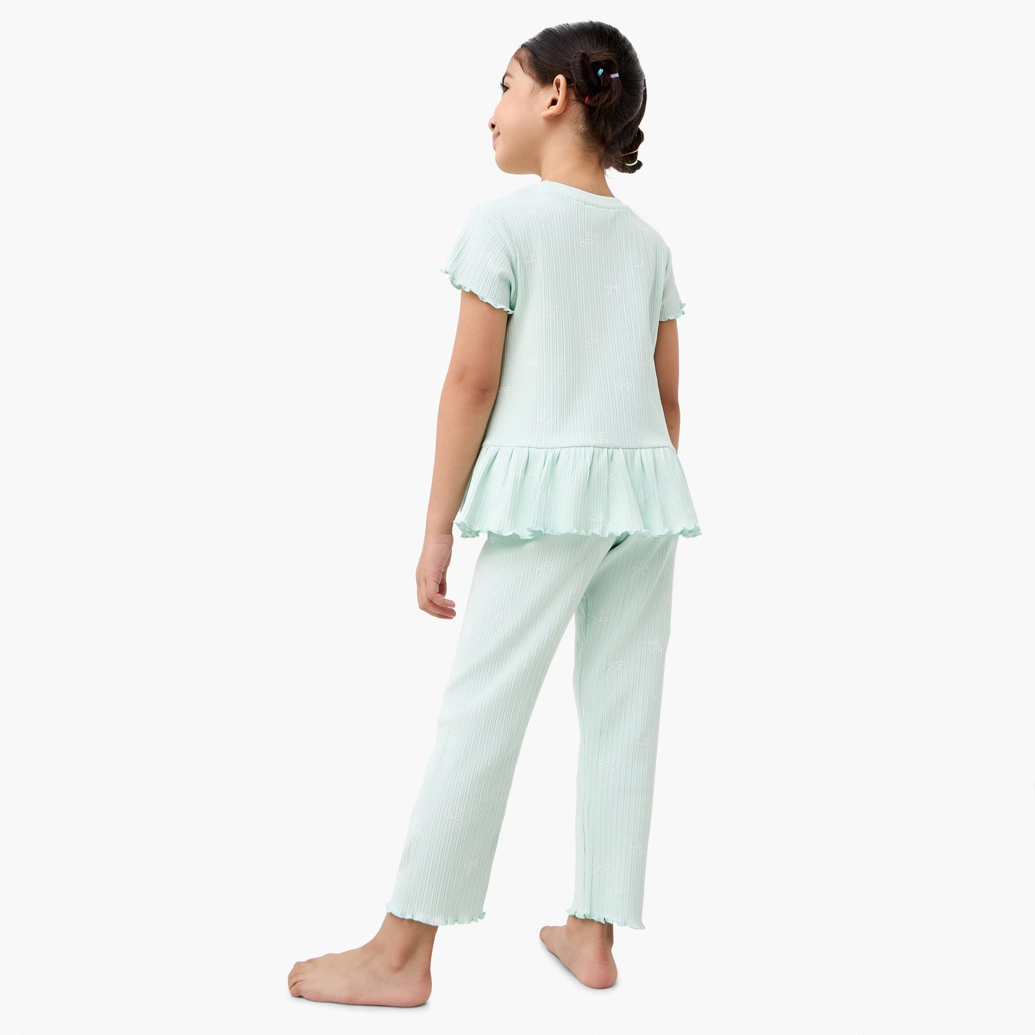 Juniors Bow Print Top and Pyjama Set