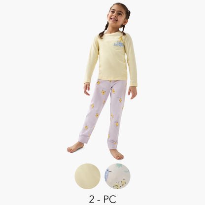 Juniors Printed T-shirt with Pyjama - Set of 2 - Multicolour / 2-3 yrs