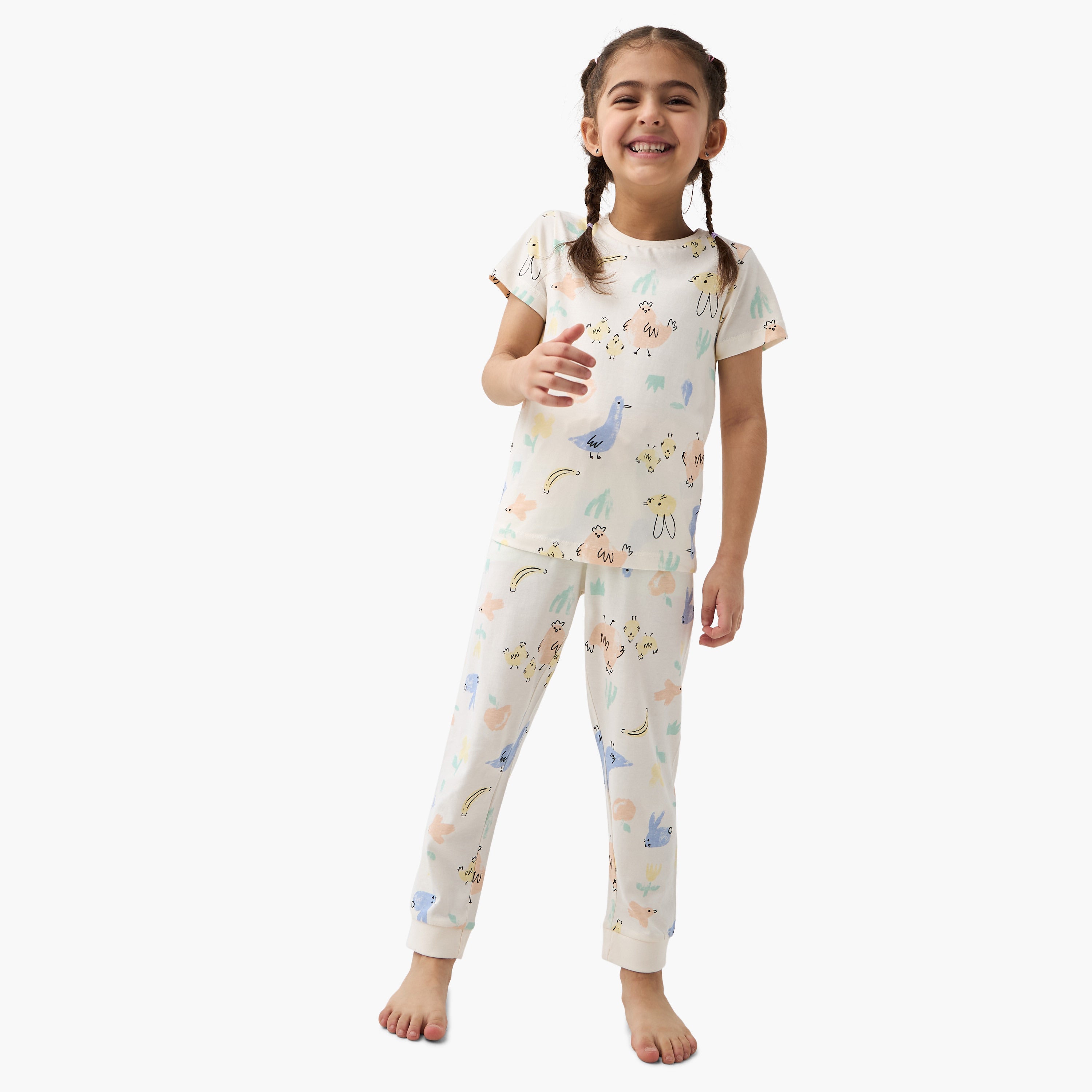Juniors Printed T-shirt with Pyjama - Set of 2