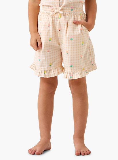 Juniors Checked Shorts and T-Shirt Set-boys-clothing-nightwear-image-3