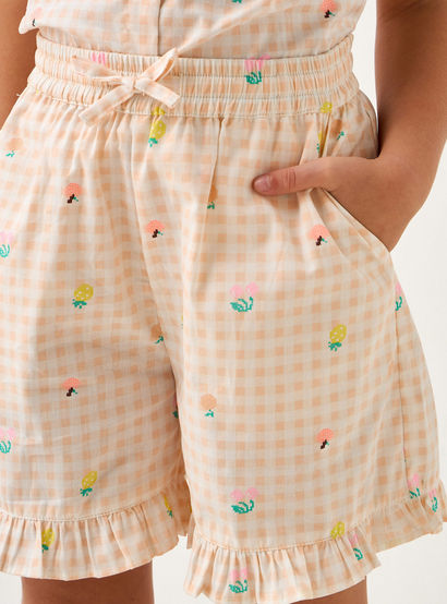 Juniors Checked Shorts and T-Shirt Set-boys-clothing-nightwear-image-6