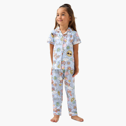 Juniors All-Over Printed Shirt and Pyjama Set - Blue / 2-3 yrs