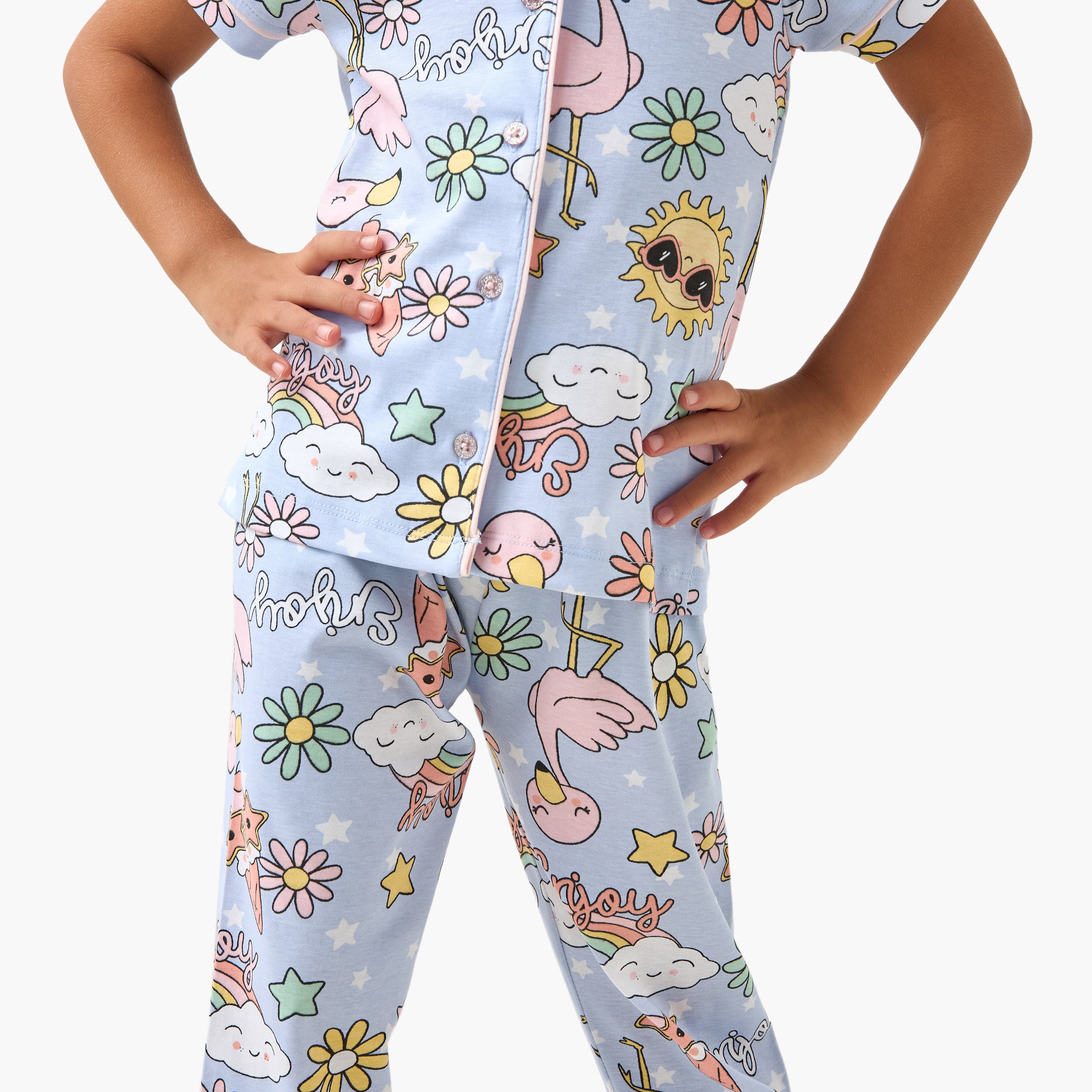 Juniors All-Over Printed Shirt and Pyjama Set