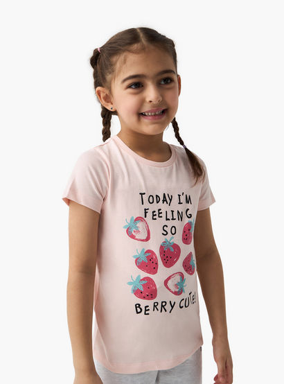 Juniors Printed T-shirt and Pyjama Set-girls-clothing-nightwear-image-2