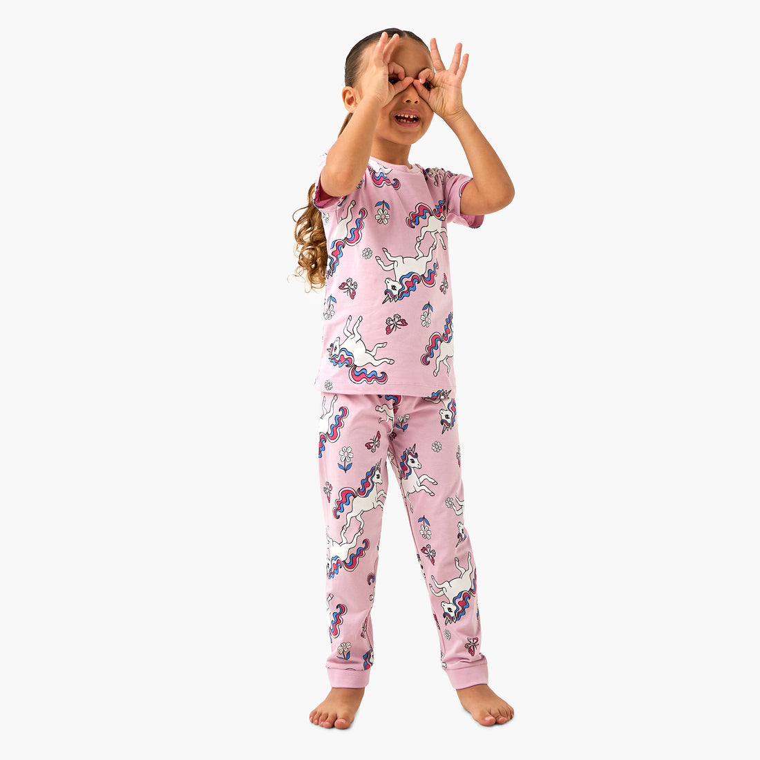 Juniors All-Over Unicorn Print T-shirt and Pyjama Set - Pink / 2-3 yrs