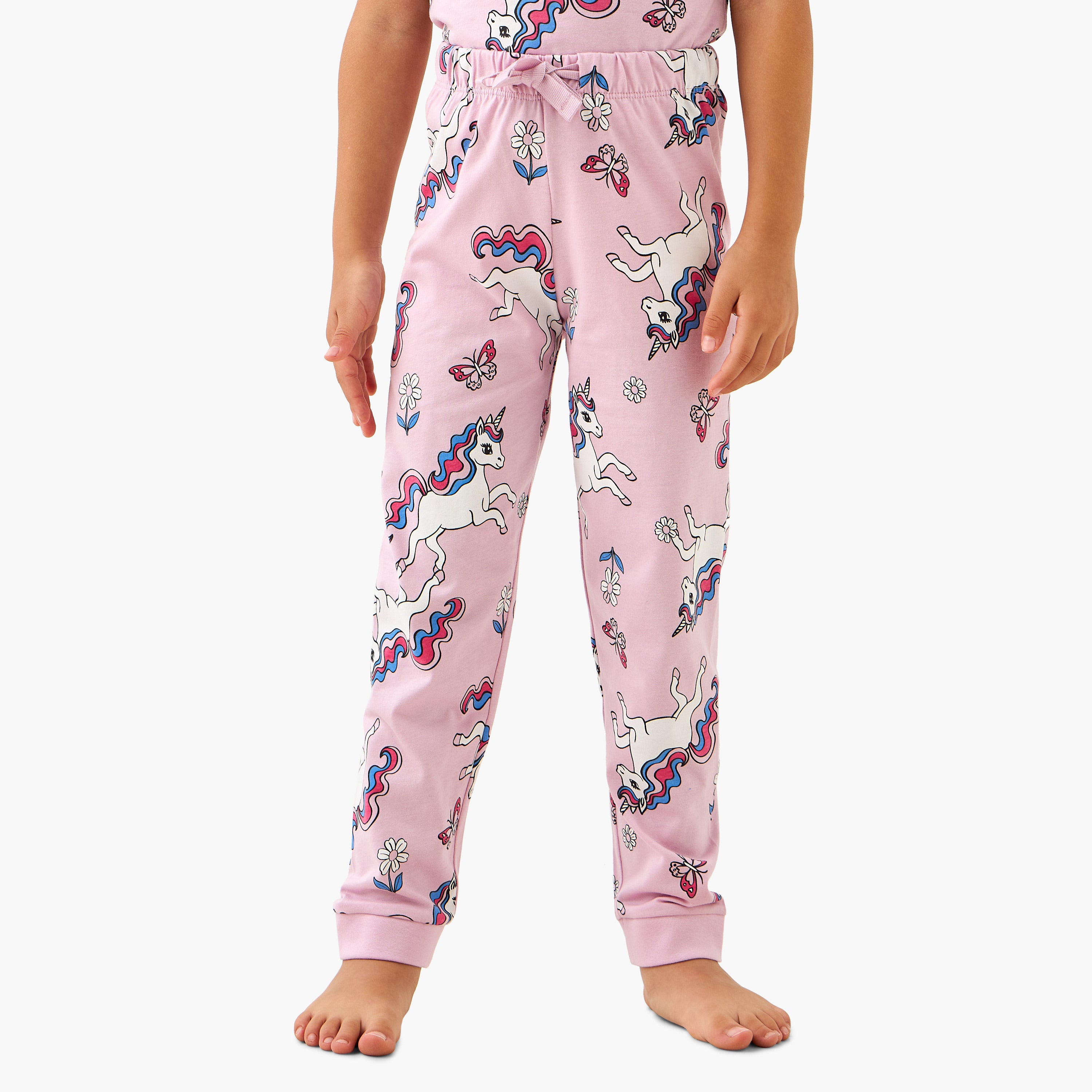Juniors All-Over Unicorn Print T-shirt and Pyjama Set