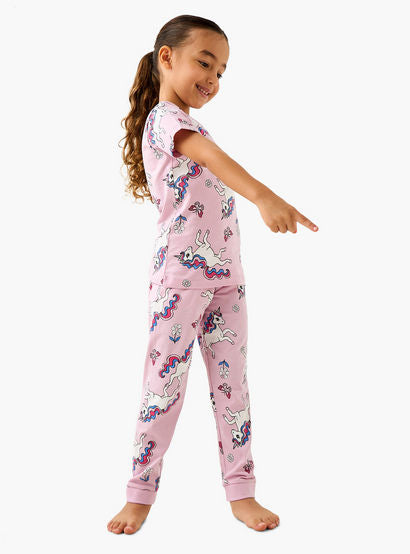 Juniors All-Over Unicorn Print T-shirt and Pyjama Set-baby-girls-clothing-nightwear-pyjamasets-image-7