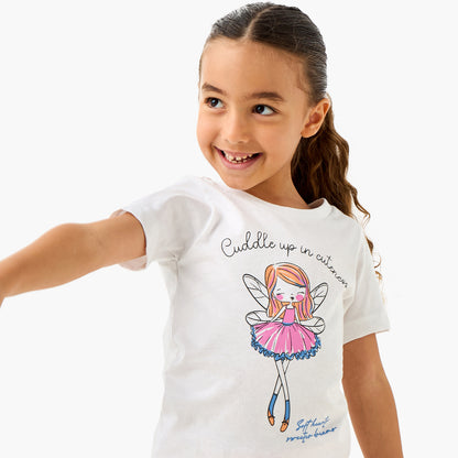 Juniors Ballerina Print T-shirt and Pyjama Set