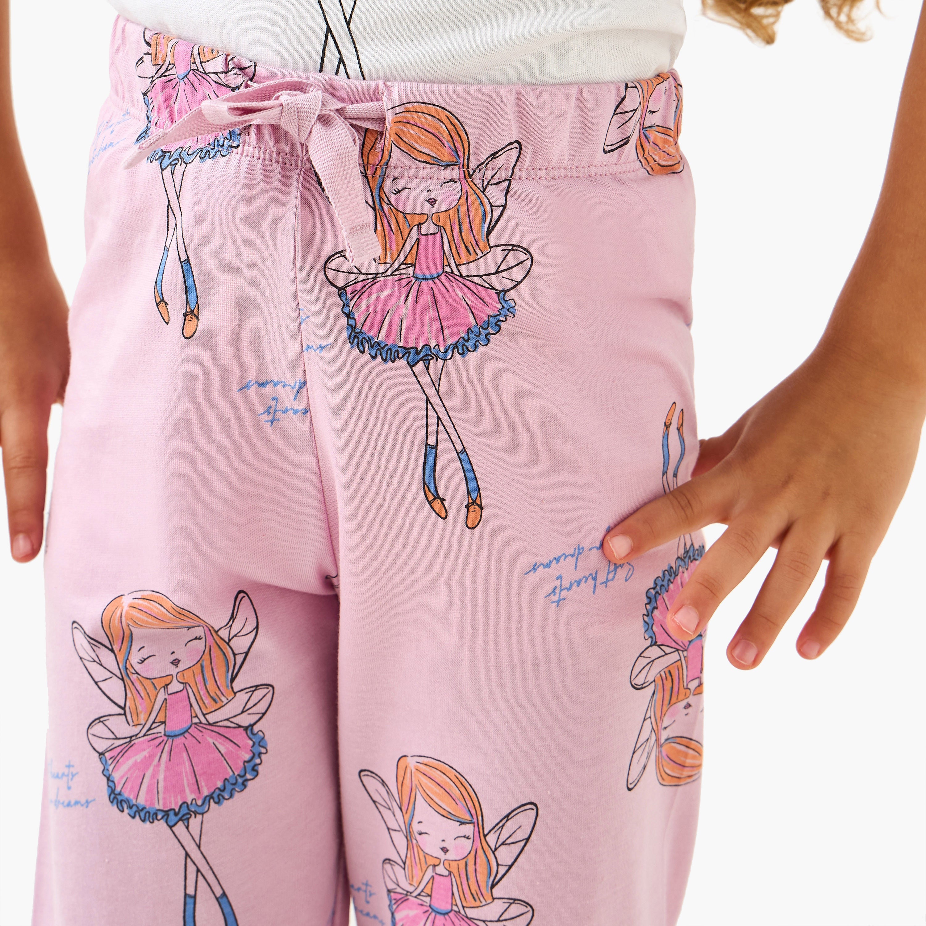Juniors Ballerina Print T-shirt and Pyjama Set