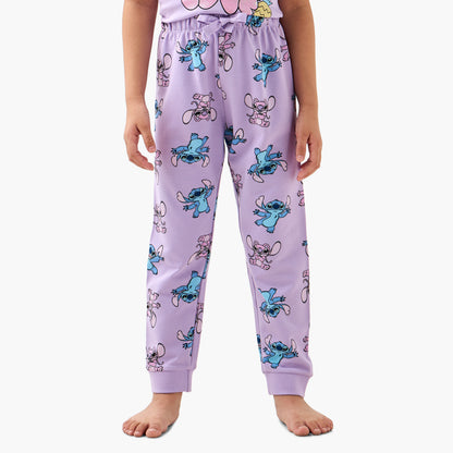 Disney Angel and Stitch Print T-shirt and Pyjama Set