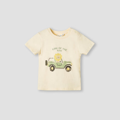 Juniors Printed T-shirt with Short Sleeves - Yellow / 12-18 mths