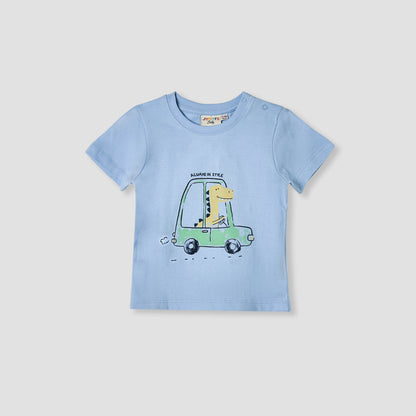 Juniors Printed T-shirt with Crew Neck - Blue / 12-18 mths