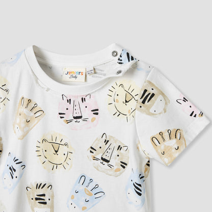 Juniors Tiger Print T-shirt with Short Sleeves