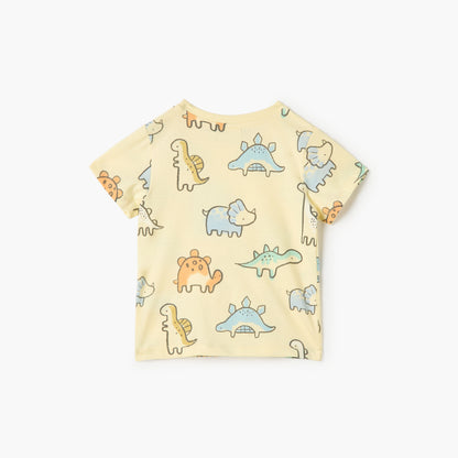 Juniors Dino Print T-shirt Short Sleeves and Button Closure